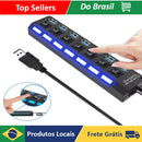 Hub USB 2.0 com 7 portas para pendrive externo